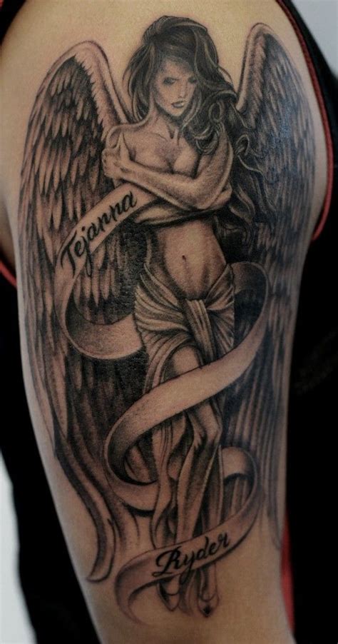 angel energy tattoo meaning|beautiful angel tattoos for men.